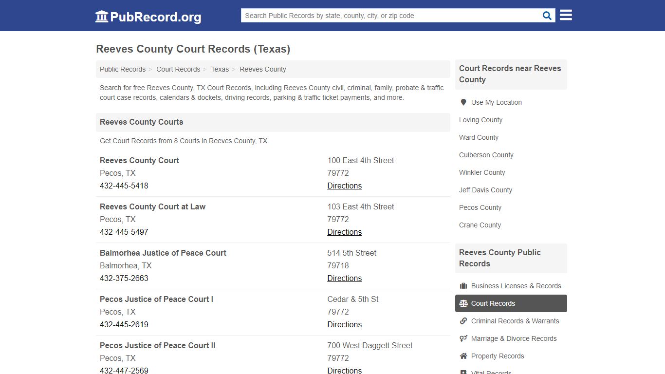 Free Reeves County Court Records (Texas Court Records) - PubRecord.org