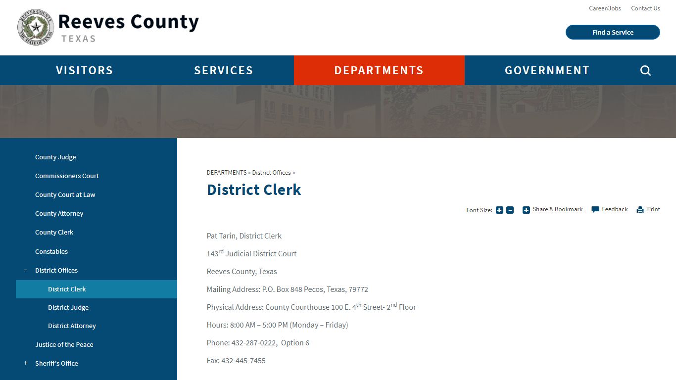District Clerk | Reeves County, TX