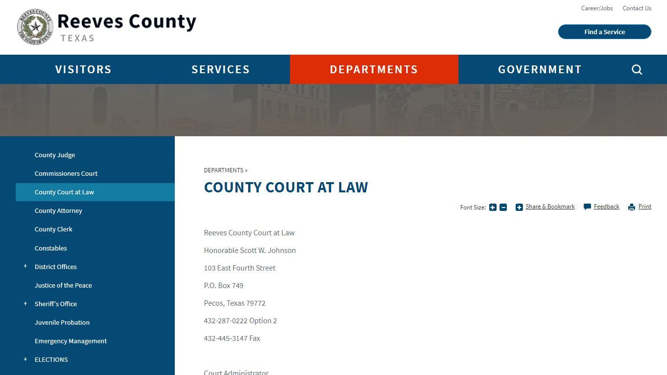 COUNTY COURT AT LAW | Reeves County, TX